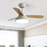 Borun | Nordic Ceiling Fan with Wooden Blades, Tri-Colour LED and Remote Control for Living Room and Bedroom