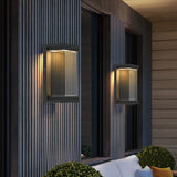 Ravon | Modernist Outdoor Wall Light in Black Metal with Ribbed Shade for Courtyard and Patio Use