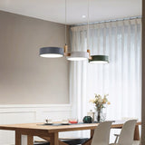Moryn | Nordic Pendant Light with Multiple Cylinder Shades in Iron and Wood for Dining Rooms