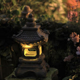 Tarex | Solar Pagoda Garden Light with Zen Design and Warm White LED for Garden, Border and Patio