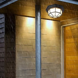 Ravi | Rustic Aluminium and Glass Outdoor Ceiling Light with IP65 Rating, E27, Two Sizes