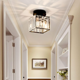Talrex | Modern Black Flush Mount Ceiling Light with Crystal Shade for Hallway and Living Room