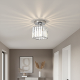 Talrex | Modern Black Flush Mount Ceiling Light with Crystal Shade for Hallway and Living Room