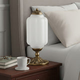 Averellea | Vintage Milk Glass Table Light with Bronze Base for Warm Ambient Lighting