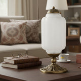 Averellea | Vintage Milk Glass Table Light with Bronze Base for Warm Ambient Lighting