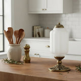 Averellea | Vintage Milk Glass Table Light with Bronze Base for Warm Ambient Lighting