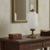 Averellea | Vintage Milk Glass Table Light with Bronze Base for Warm Ambient Lighting