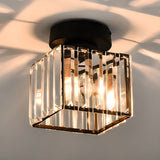 Talrex | Modern Black Flush Mount Ceiling Light with Crystal Shade for Hallway and Living Room