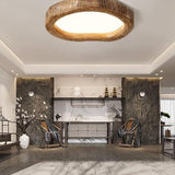 Nerelle | Rustic Wood-Look Ceiling Light with Integrated LED for Warm Interior Lighting