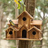 Amelior | Rustic Wooden Hanging Birdhouse with Six Entry Holes for Garden, Patio and Balcony