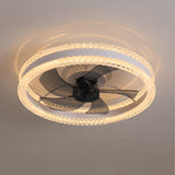 Luno | Crystal Ceiling Fan with LED Light, 6-Speed DC Motor and Dual Layer Design for Living Room and Bedroom