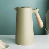 Virexen | Insulated Carafe Stainless Steel Thermal Jug with Wooden Handle for Coffee, Tea and Home Use
