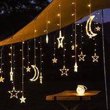 Seno | Solar Star and Moon String Lights with LED for Garden, Patio and Balcony Decoration