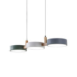 Moryn | Nordic Pendant Light with Multiple Cylinder Shades in Iron and Wood for Dining Rooms