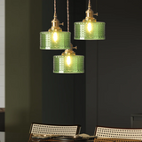 Sorviana | Vintage Style Ribbed Glass Pendant Lamp with Brass Finish for Dining Tables and Kitchen Islands