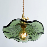 Luvessa | Flower Glass Pendant Light with Brass Finish for Elegant Dining and Bedroom Lighting