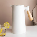 Virexen | Insulated Carafe Stainless Steel Thermal Jug with Wooden Handle for Coffee, Tea and Home Use