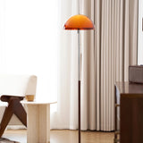 Evelisse | Retro-Inspired Floor Lamp with Amber Dome and Warm Glow