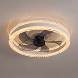 Luno | Crystal Ceiling Fan with LED Light, 6-Speed DC Motor and Dual Layer Design for Living Room and Bedroom