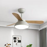 Borun | Nordic Ceiling Fan with Wooden Blades, Tri-Colour LED and Remote Control for Living Room and Bedroom