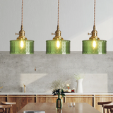 Sorviana | Vintage Style Ribbed Glass Pendant Lamp with Brass Finish for Dining Tables and Kitchen Islands