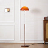 Evelisse | Retro-Inspired Floor Lamp with Amber Dome and Warm Glow