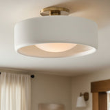Velari | Minimalist Porcelain Flush Mount Ceiling Light with Gold Finish for Kitchens, Bedrooms & Hallways