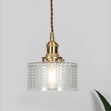 Sorviana | Vintage Style Ribbed Glass Pendant Lamp with Brass Finish for Dining Tables and Kitchen Islands