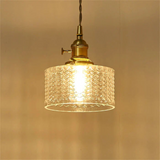 Sorviana | Vintage Style Ribbed Glass Pendant Lamp with Brass Finish for Dining Tables and Kitchen Islands