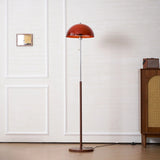 Evelisse | Retro-Inspired Floor Lamp with Amber Dome and Warm Glow