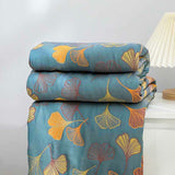 Zivara | Decorative Cotton Quilt with Ginkgo Leaf Pattern and Reversible Jacquard Finish