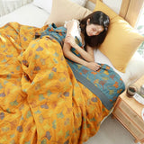 Zivara | Decorative Cotton Quilt with Ginkgo Leaf Pattern and Reversible Jacquard Finish