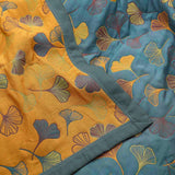 Zivara | Decorative Cotton Quilt with Ginkgo Leaf Pattern and Reversible Jacquard Finish