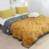 Zivara | Decorative Cotton Quilt with Ginkgo Leaf Pattern and Reversible Jacquard Finish