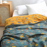 Zivara | Decorative Cotton Quilt with Ginkgo Leaf Pattern and Reversible Jacquard Finish