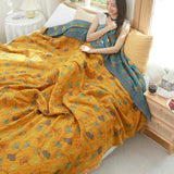 Zivara | Decorative Cotton Quilt with Ginkgo Leaf Pattern and Reversible Jacquard Finish