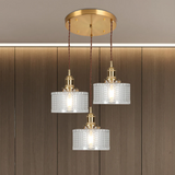 Sorviana | Vintage Style Ribbed Glass Pendant Lamp with Brass Finish for Dining Tables and Kitchen Islands