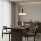 Norisse | Luxury Silk Pendant Light with Wooden Detail and Soft Ambient Lighting for Dining and Living Spaces