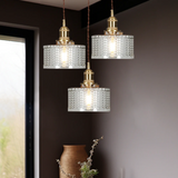 Sorviana | Vintage Style Ribbed Glass Pendant Lamp with Brass Finish for Dining Tables and Kitchen Islands