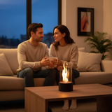 Morinex | Contemporary Glass and Metal Bioethanol Table Fireplace for Living Room and Outdoor Spaces