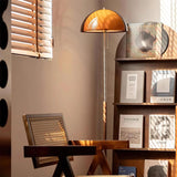 Evelisse | Retro-Inspired Floor Lamp with Amber Dome and Warm Glow