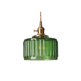 Sorviana | Vintage Style Ribbed Glass Pendant Lamp with Brass Finish for Dining Tables and Kitchen Islands