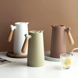 Virexen | Insulated Carafe Stainless Steel Thermal Jug with Wooden Handle for Coffee, Tea and Home Use