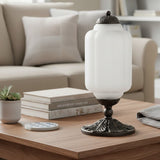 Averellea | Vintage Milk Glass Table Light with Bronze Base for Warm Ambient Lighting