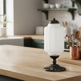 Averellea | Vintage Milk Glass Table Light with Bronze Base for Warm Ambient Lighting