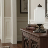Averellea | Vintage Milk Glass Table Light with Bronze Base for Warm Ambient Lighting