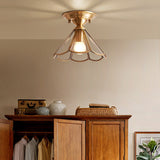 Elivora | Colonial Brass Semi-Flush Ceiling Light with Warm Glow