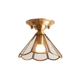 Elivora | Colonial Brass Semi-Flush Ceiling Light with Warm Glow