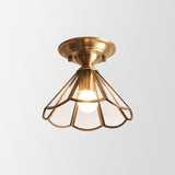 Elivora | Colonial Brass Semi-Flush Ceiling Light with Warm Glow