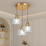 Sorviana | Vintage Style Ribbed Glass Pendant Lamp with Brass Finish for Dining Tables and Kitchen Islands